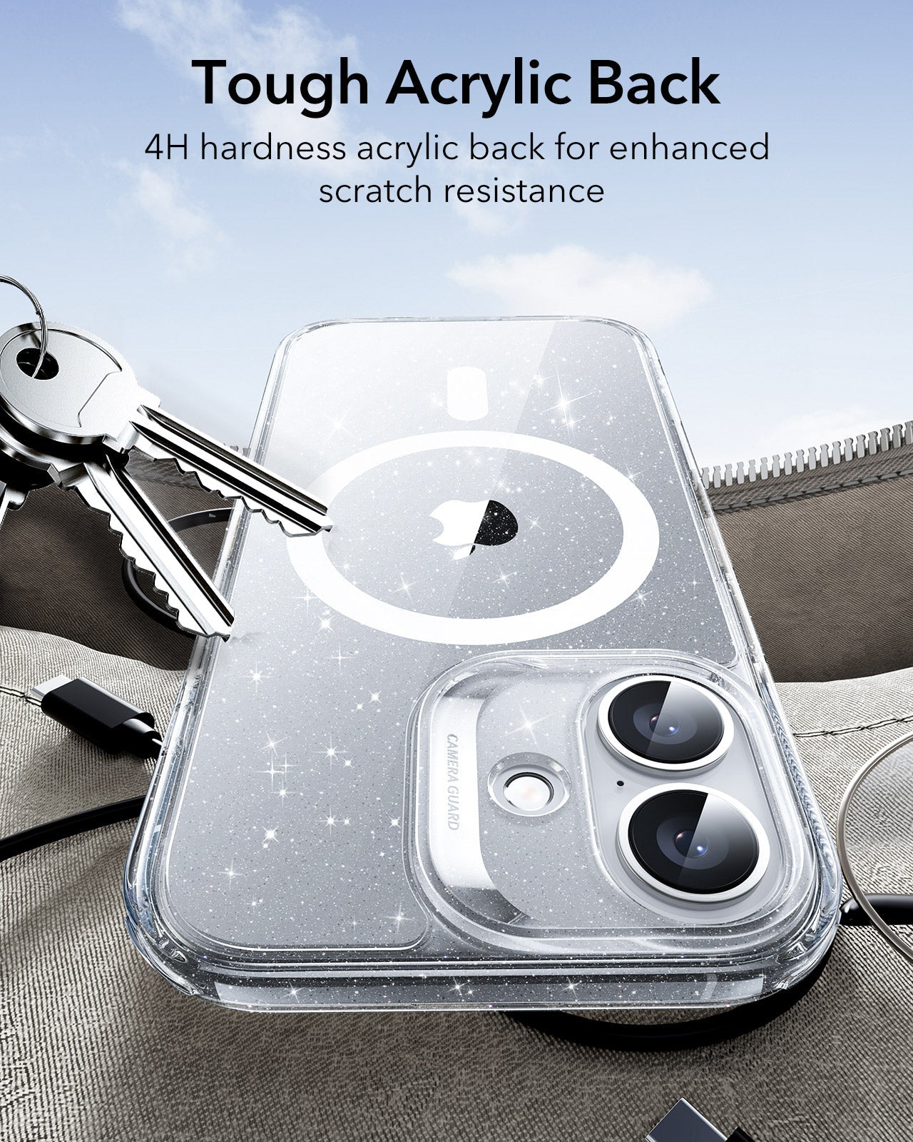ESR iPhone 17 Magsafe Case with Camera Control Clear Shimmer Tough Acrylic Back