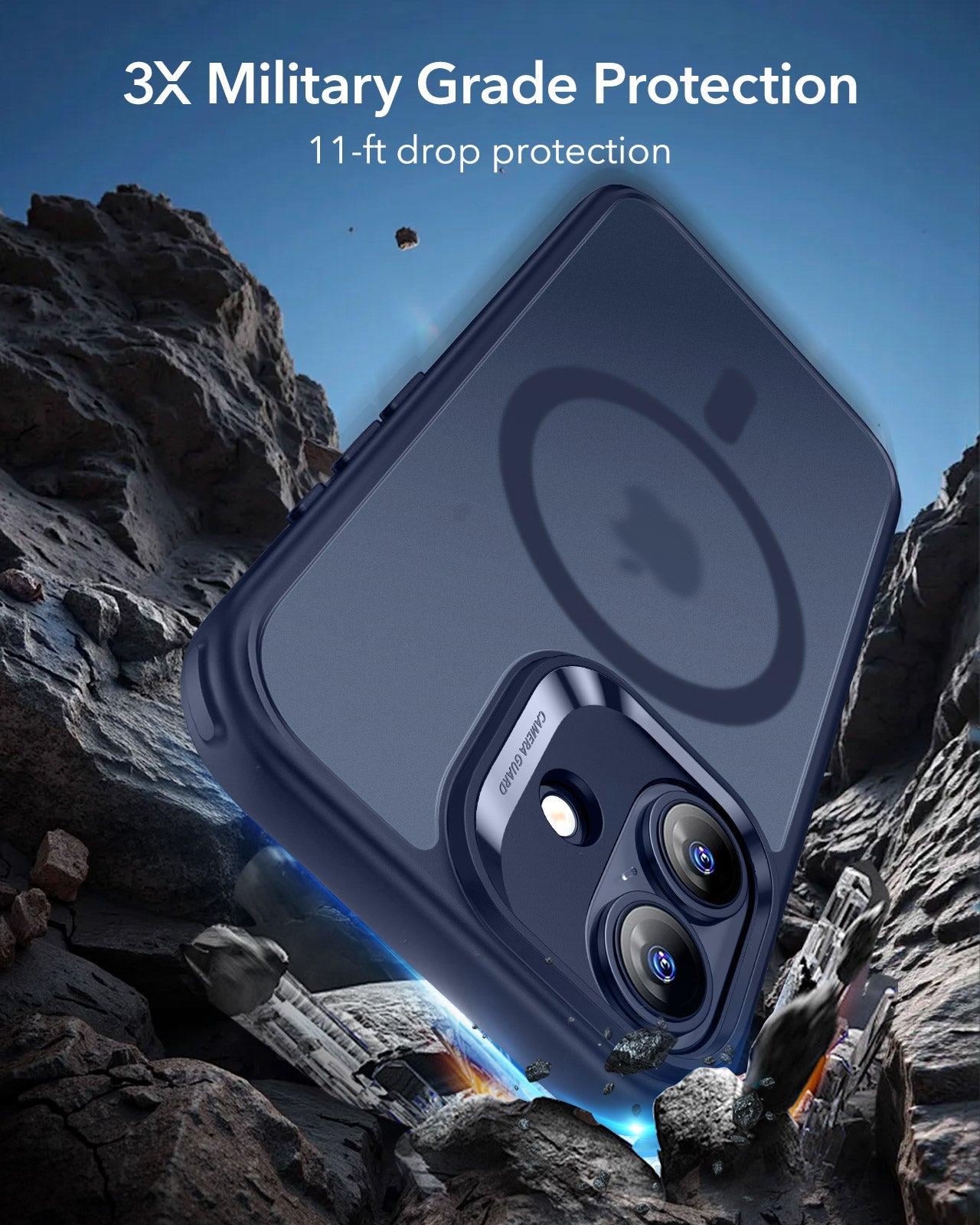 ESR iPhone 17 Magsafe Case with Camera Control Frosted Blue 3× Military Grade Protection