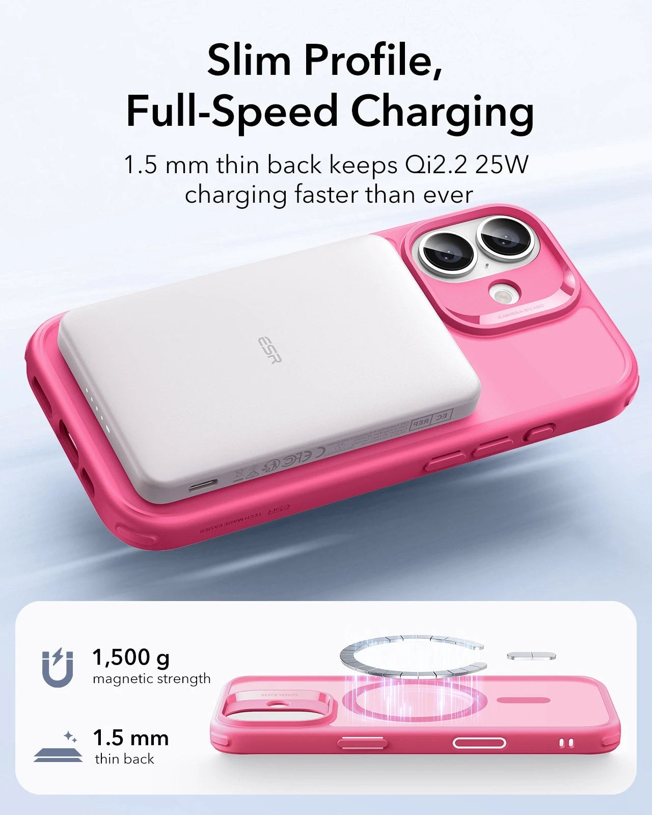 ESR iPhone 17 Magsafe Case with Camera Control Frosted Pink Wireless charging