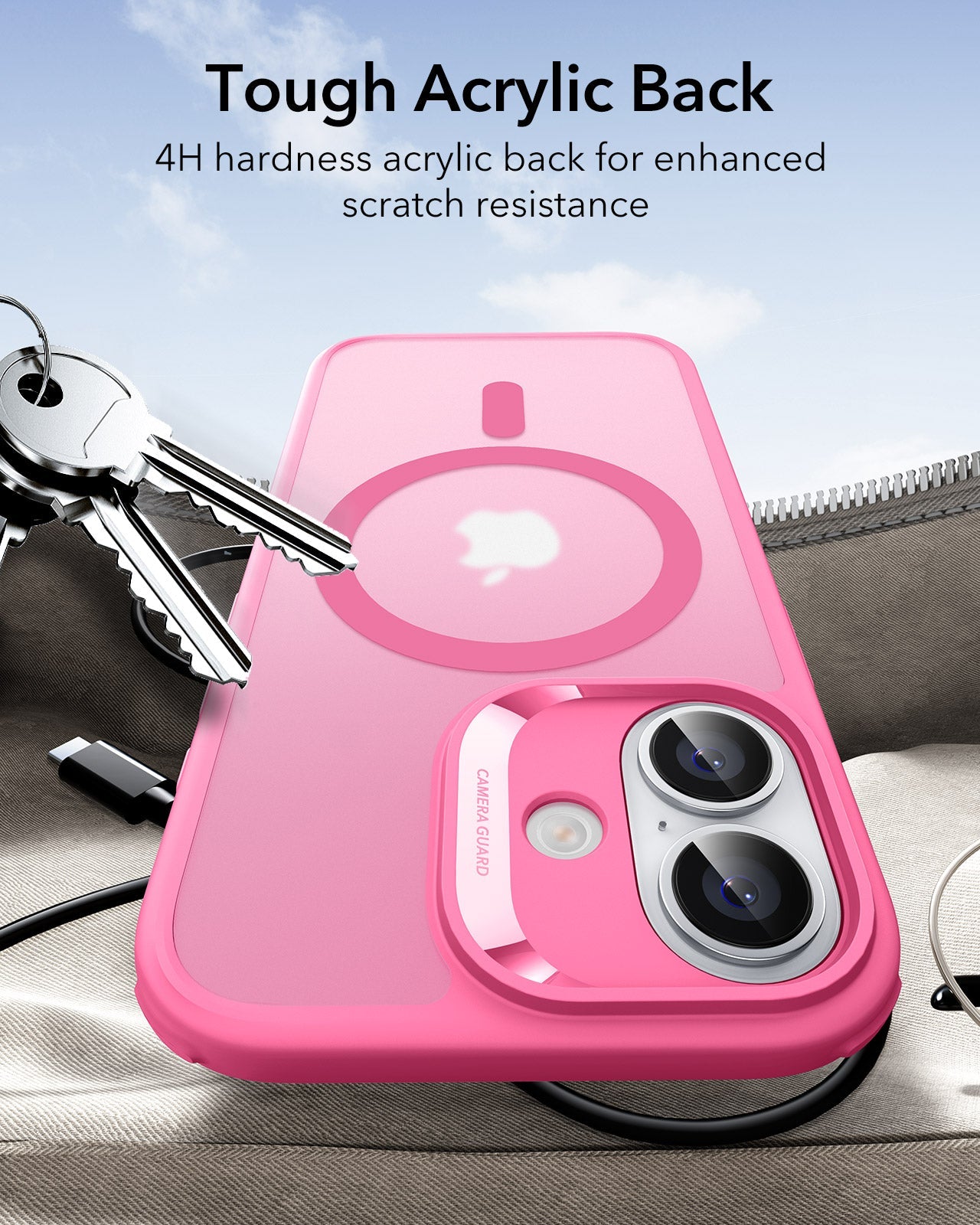 ESR iPhone 17 Magsafe Case with Camera Control Frosted Pink Tough Acrylic Back