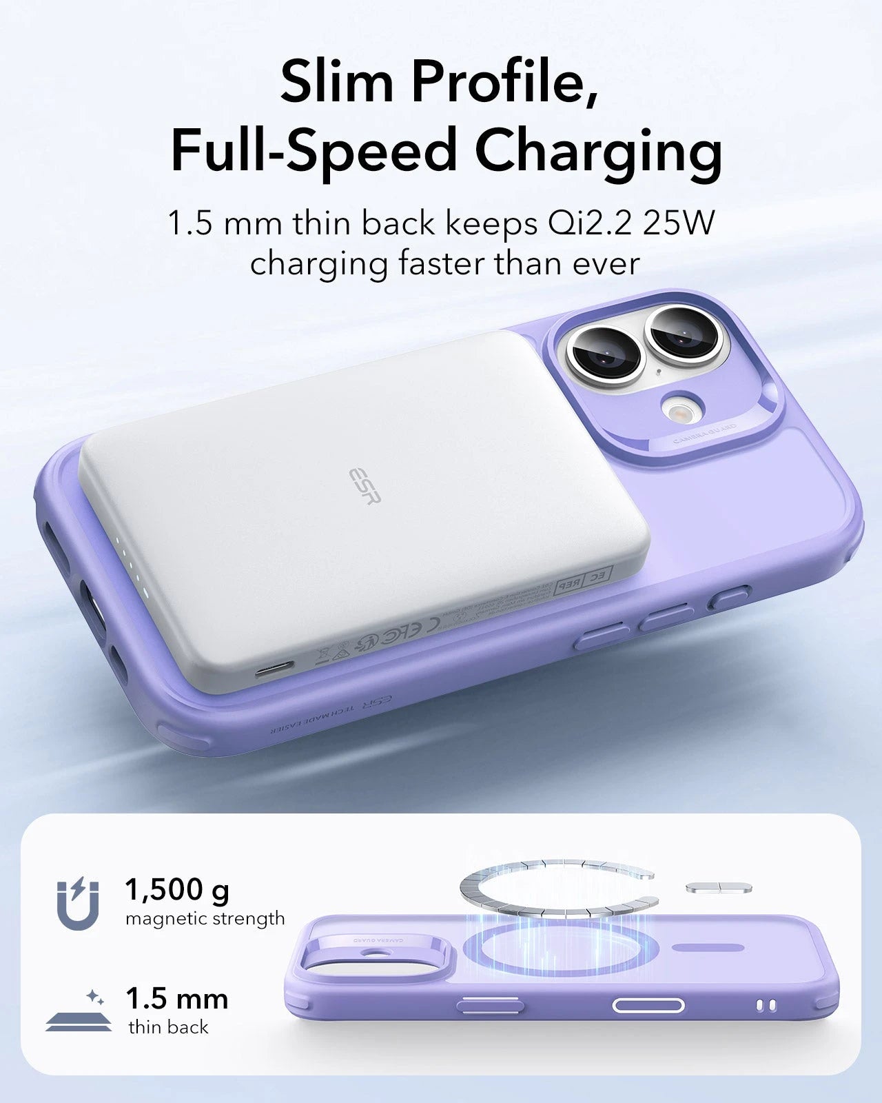 ESR iPhone 17 Magsafe Case with Camera Control Frosted Purple Wireless charging