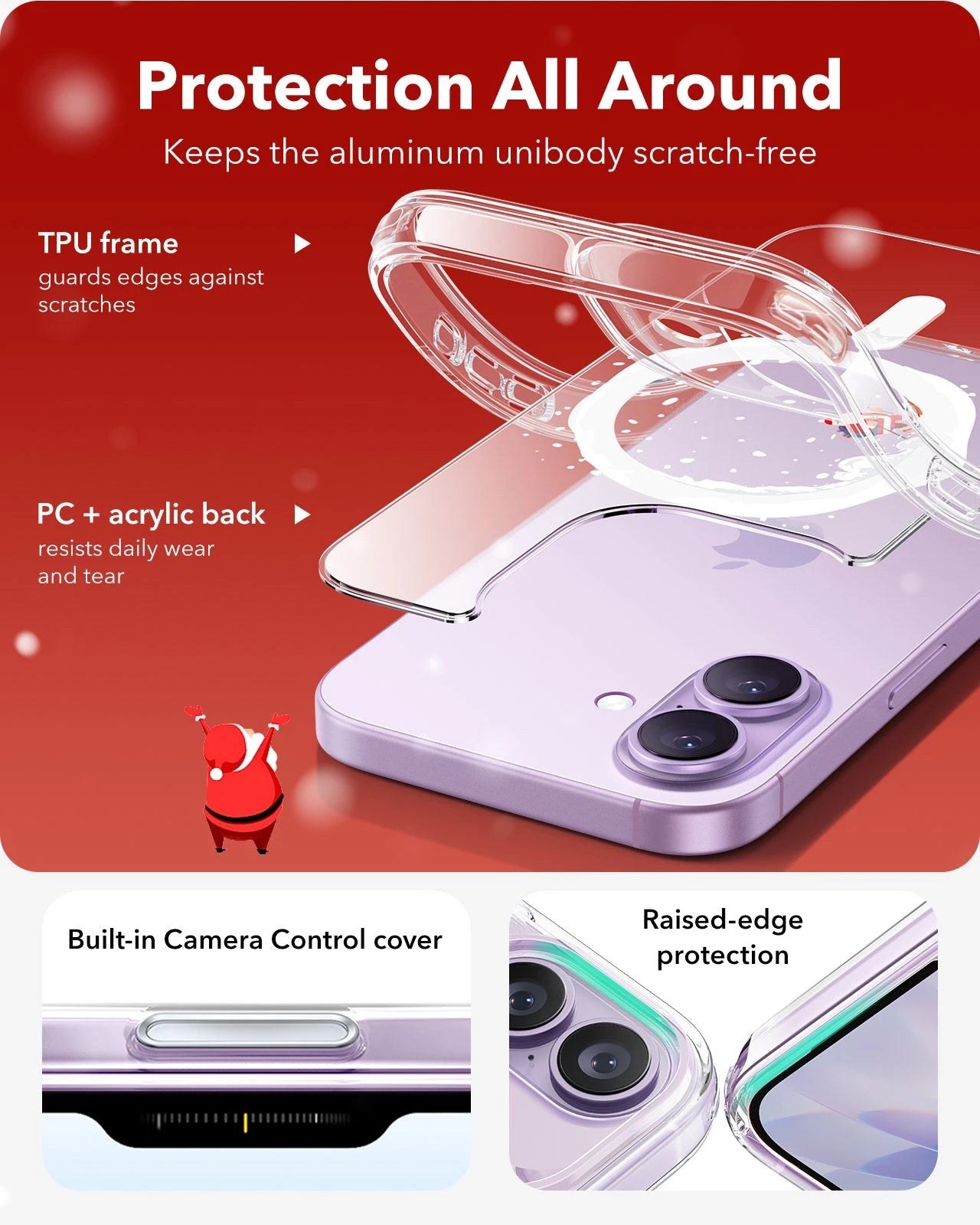 Print iPhone 17 Magsafe Case Clear Christmas Santa Skater Protection All Around