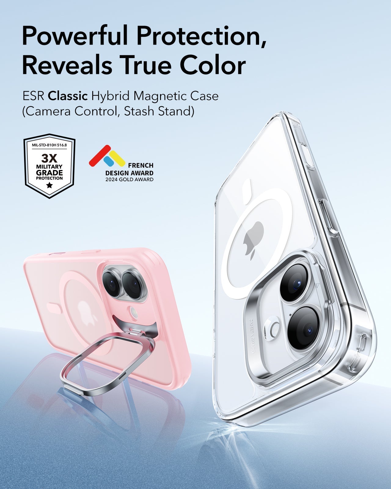ESR iPhone 17 Magsafe Case with Stand Camera Control Frosted Bubblegum Pink