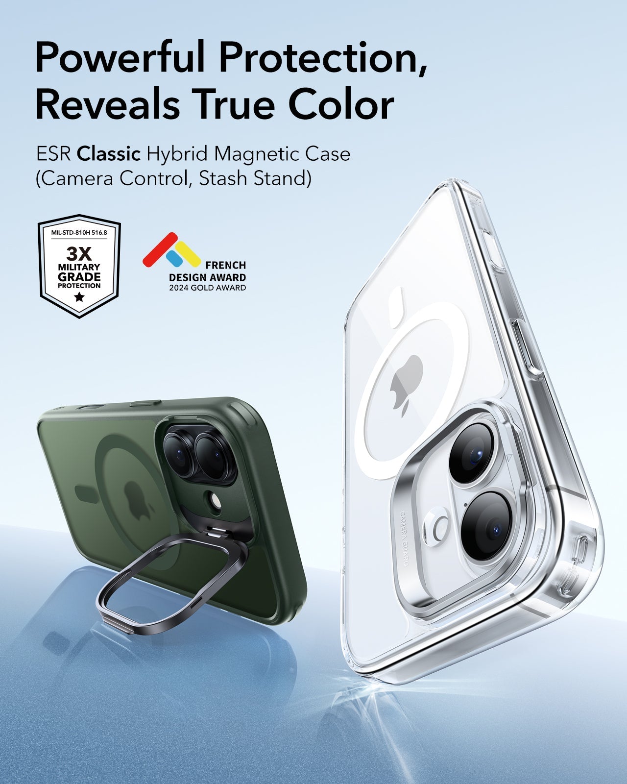 ESR iPhone 17 Magsafe Case with Stand Camera Control Frosted Green 