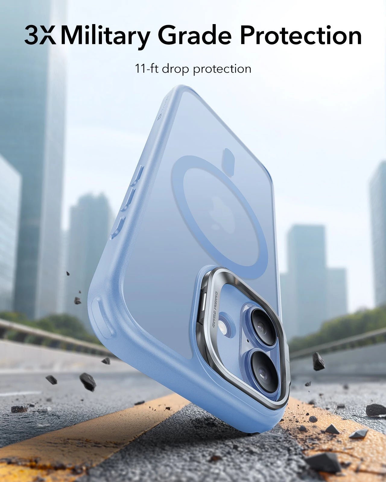 iPhone 17 Claiss Hybrid Magsafe Case with Stand Frosted Light Blue 3X Military Grade Protection