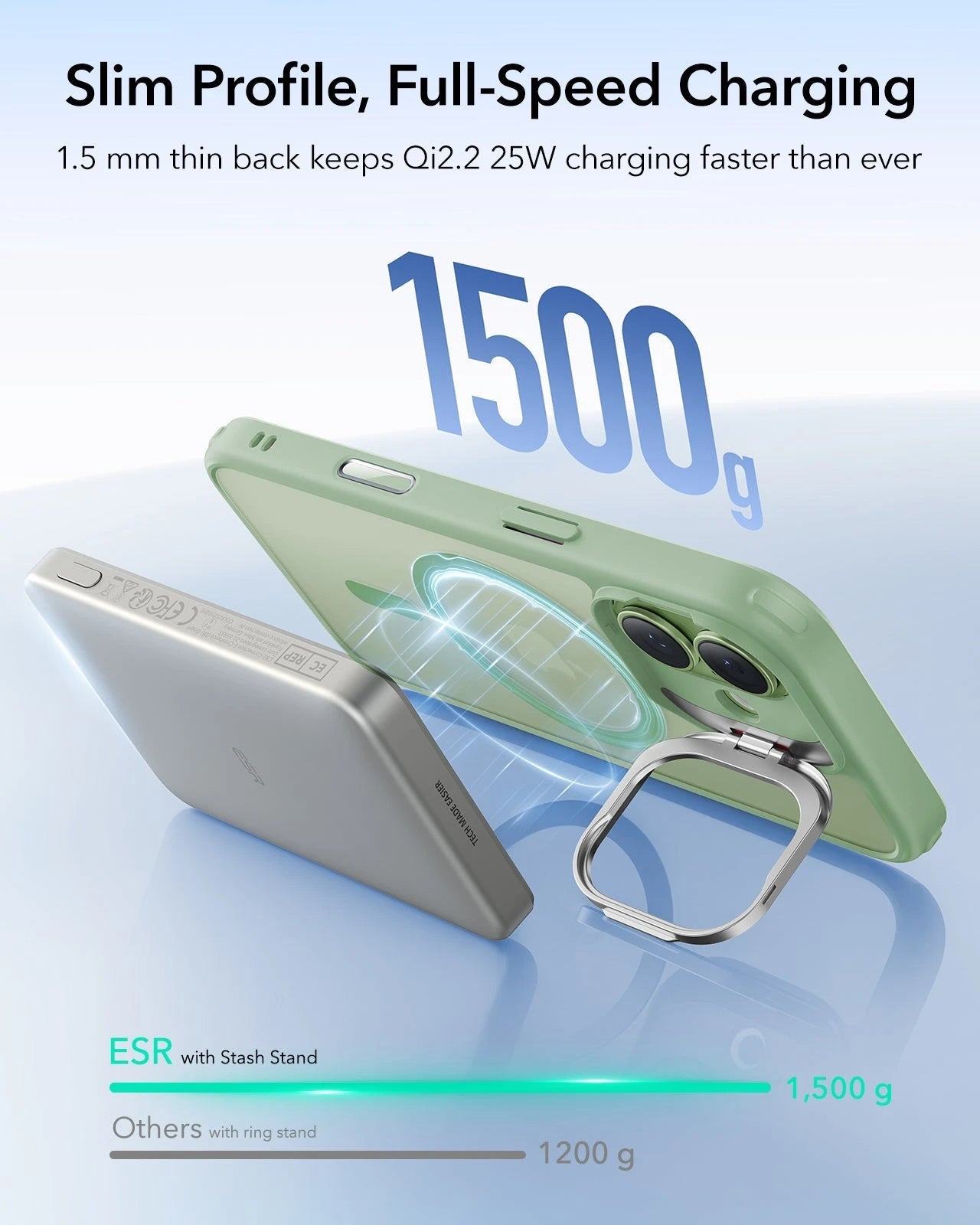 iPhone 17 Claiss Hybrid Magsafe Case with Stand Frosted Light Green Slim Profile, Full-Speed Charging