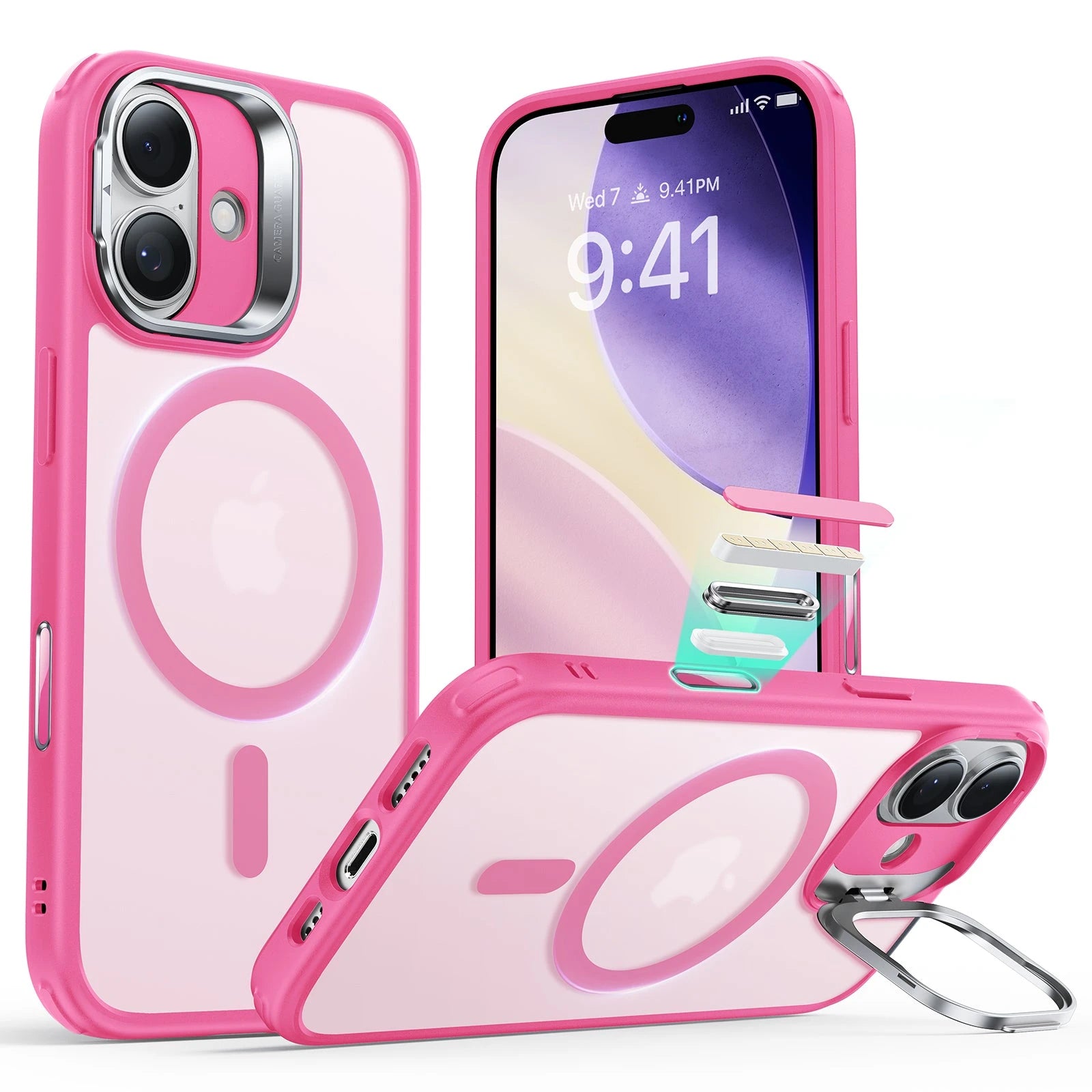 iPhone 17 Magsafe Case with Stand Camera Control Frosted Pink