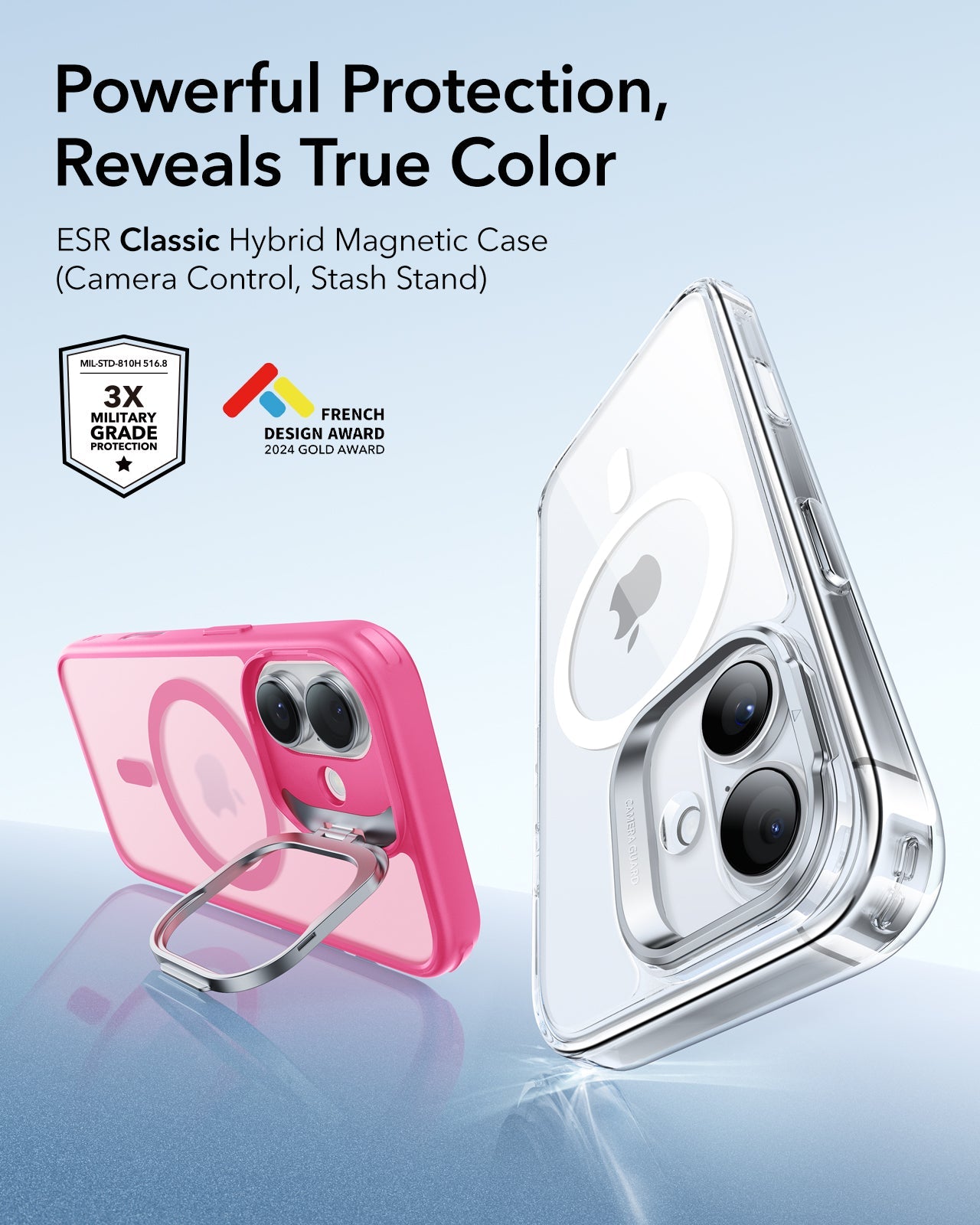 ESR iPhone 17 Magsafe Case with Stand Camera Control Frosted Pink