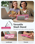 ESR iPhone 17 Magsafe Case with Stand Camera Control Frosted Pink Versatile Stash Stand