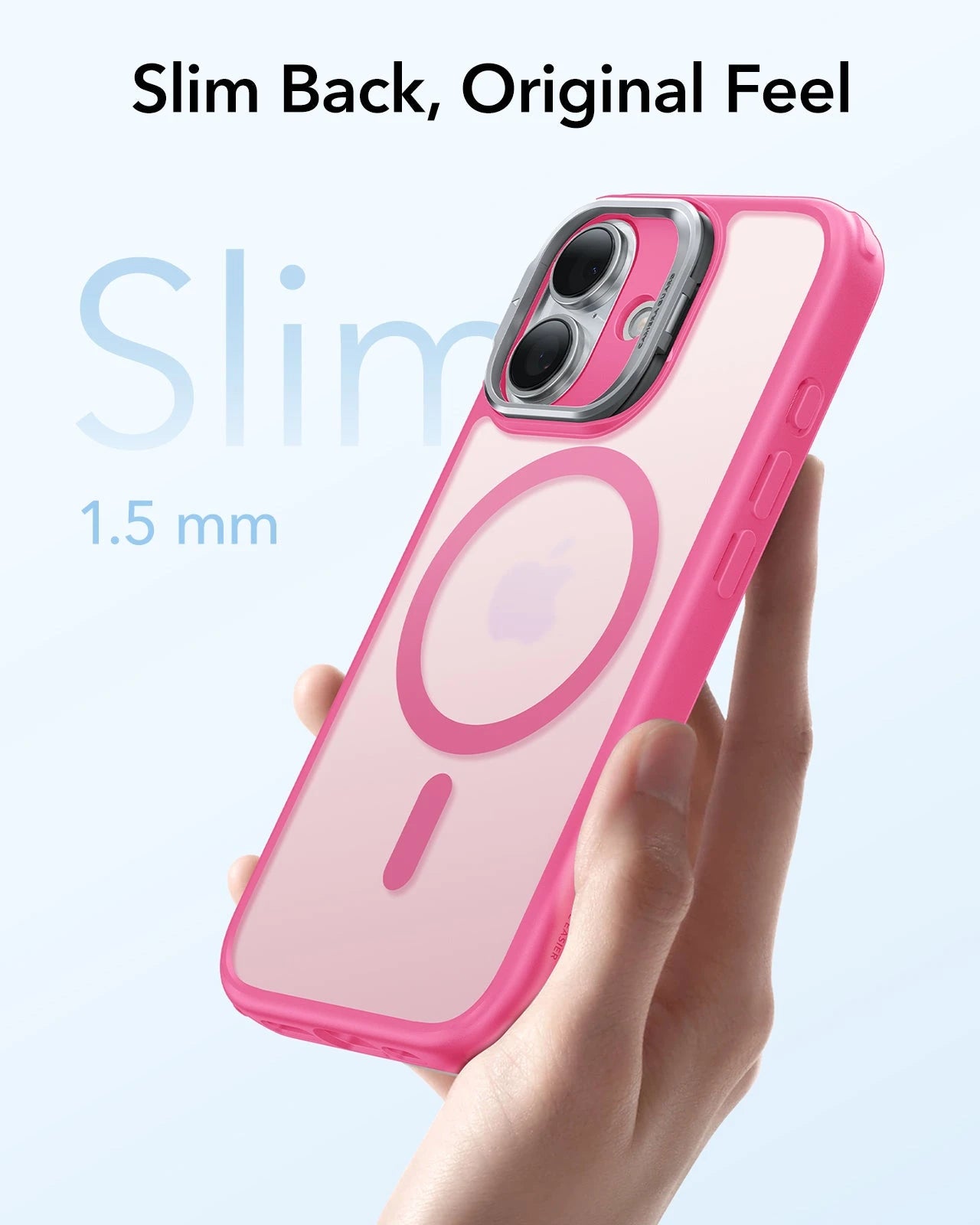 ESR iPhone 17 Magsafe Case with Stand Camera Control Frosted Pink Slim Back