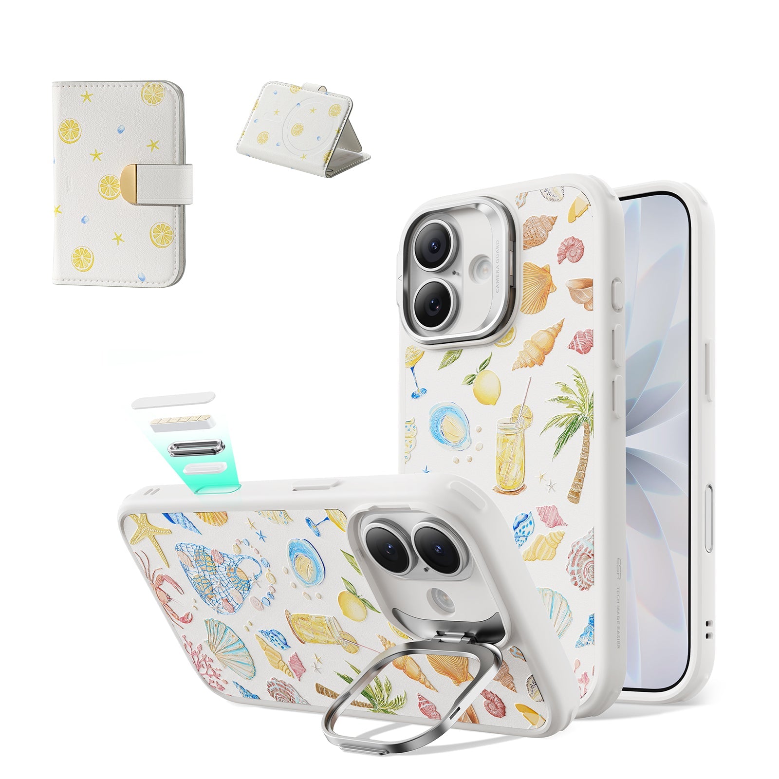 Withe Shell iPhone 17 Magsafe Case with Aura Clutch MagSafe Wallet
