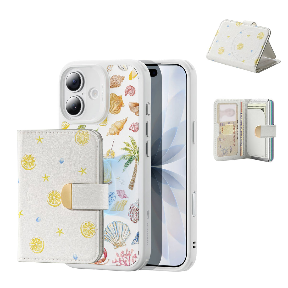 Withe Shell iPhone 17 Pro Magsafe Case with Aura Clutch MagSafe Wallet