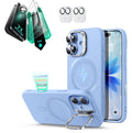 iPhone 17 Silicone Magsafe Case with Stand & Armorite Screen Protector Bundle Blue
