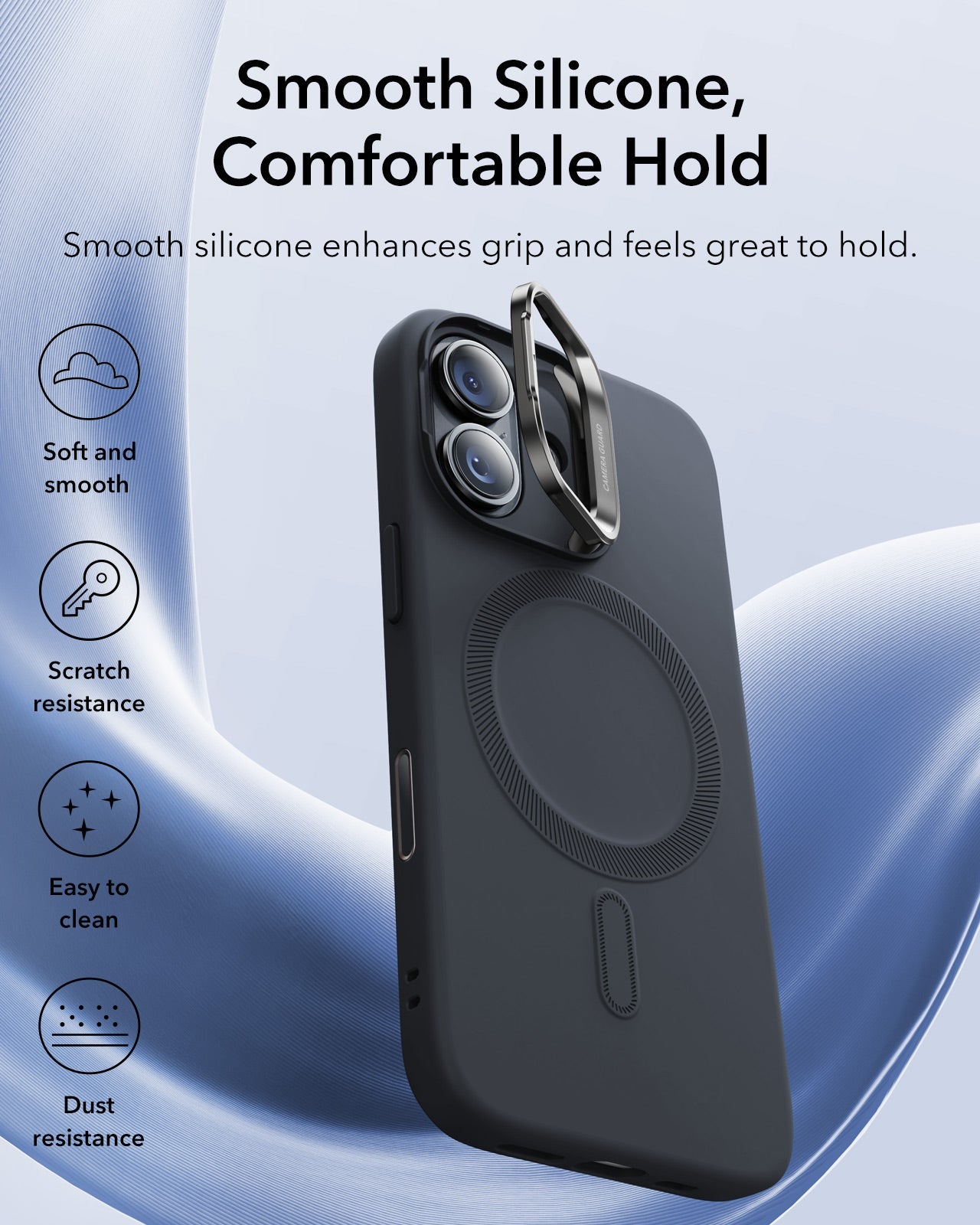 iPhone 17 Cloud Soft Magnetic Case (Camera Control, Stash Stand) - Black ESR ESR