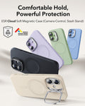 iPhone 17 Cloud Soft Silicone Magsfae Case with Stand Light Tan Comfortable Hold Powerful Protection