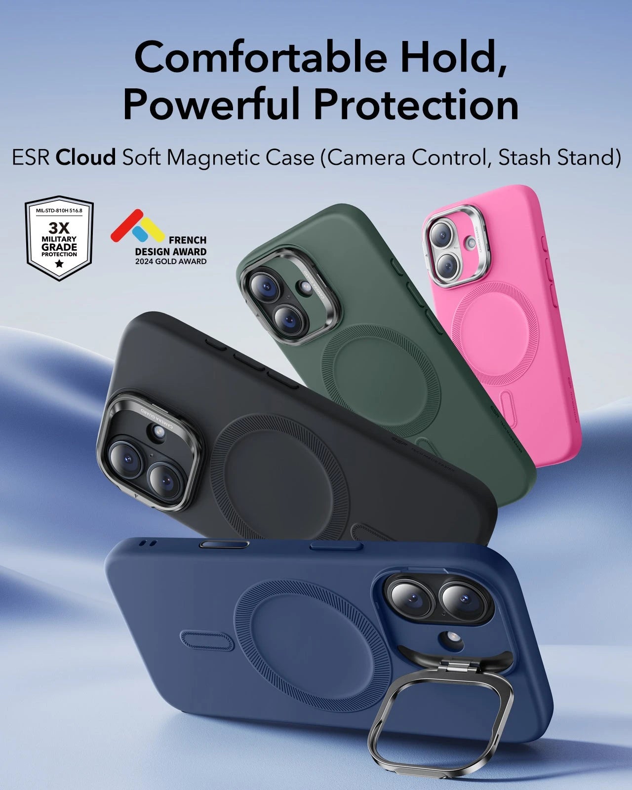 iPhone 17 Cloud Soft Magnetic Case (Camera Control, Stash Stand) - Navy Blue ESR ESR