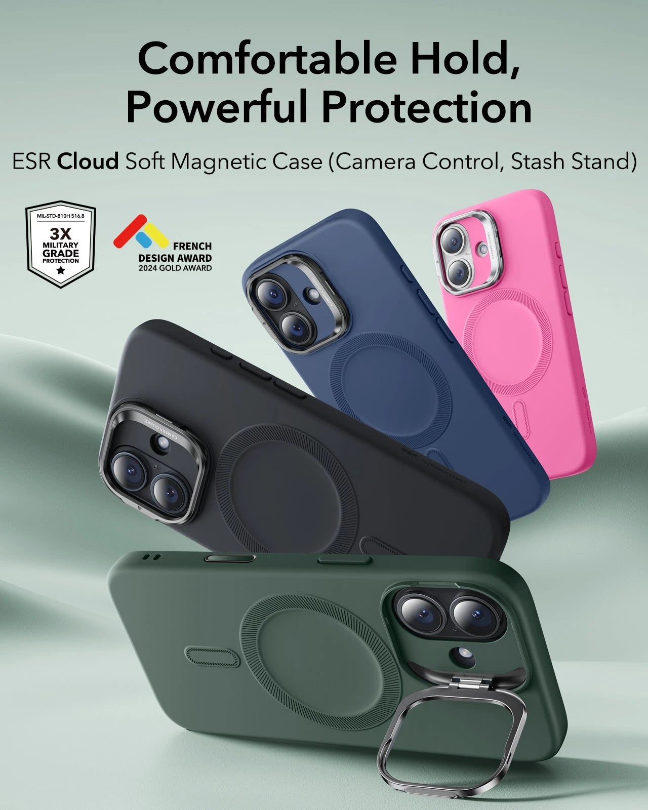 iPhone 17 Cloud Soft Magnetic Case (Camera Control, Stash Stand) - Olive Green ESR ESR