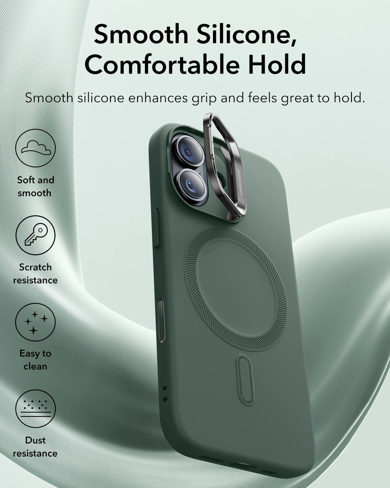 iPhone 17 Cloud Soft Magnetic Case (Camera Control, Stash Stand) - Olive Green ESR ESR