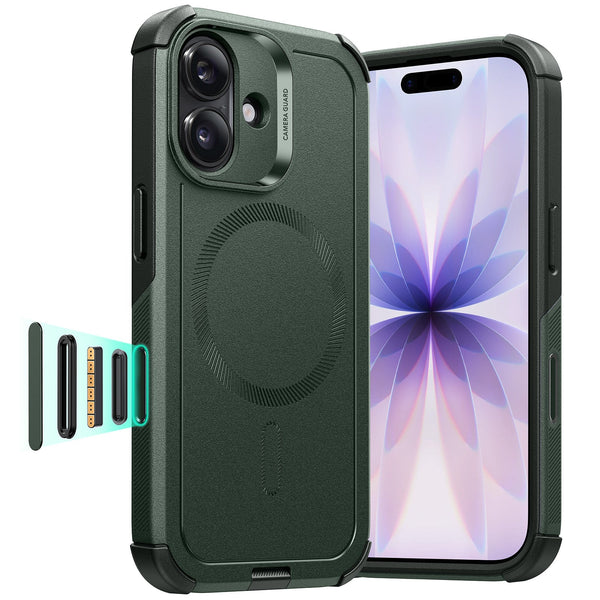 ESR Coque magnétique Cyber Tough avec Commande de l’appareil photo pour iPhone 17 – Vert olive