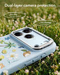 ESR Blue Floral iPhone 17 Pro Magsafe Case with Stand Dual-layer camera protection