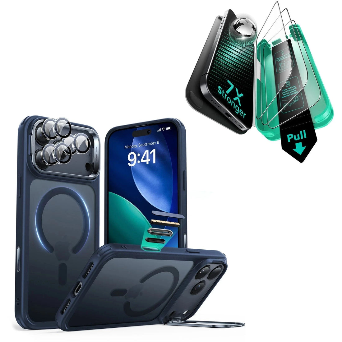iPhone 17 Pro Bundle Classic Hybrid Magnetic Case (Camera Control, Stash Stand) and Armorite Screen Protector - Frosted Green ESR ESR
