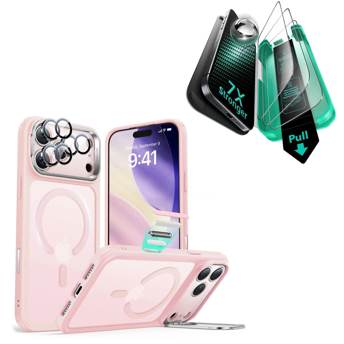 iPhone 17 Pro Bundle Classic Hybrid Magnetic Case (Camera Control, Stash Stand) and Armorite Screen Protector - Frosted Orange ESR ESR