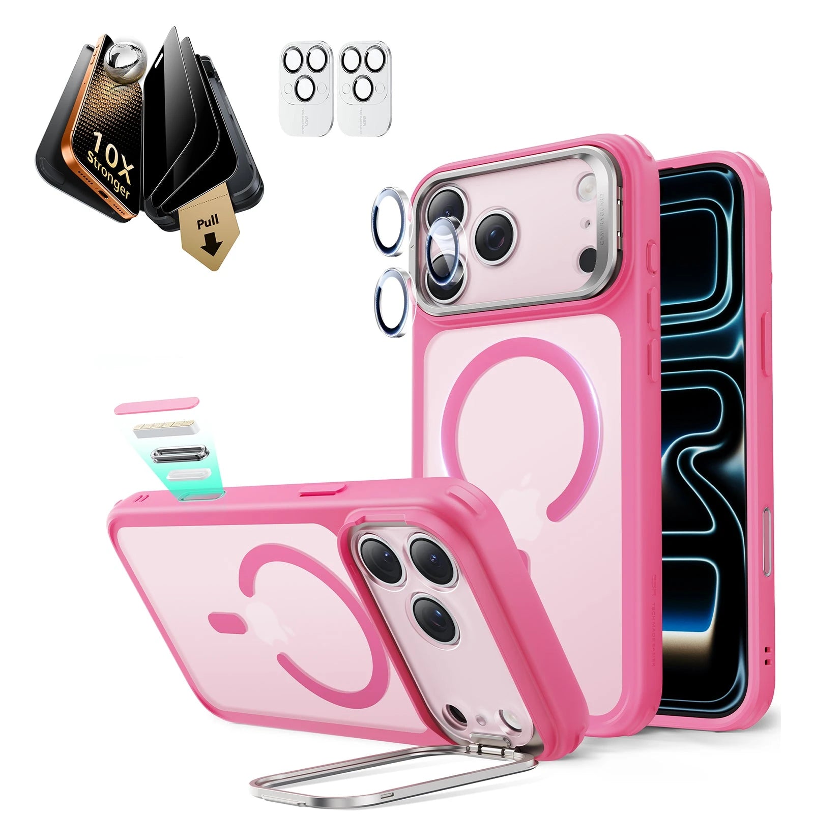 iPhone 17 Pro Premium Bundle: Privacy Corning,Pink Hybrid Case | ESR