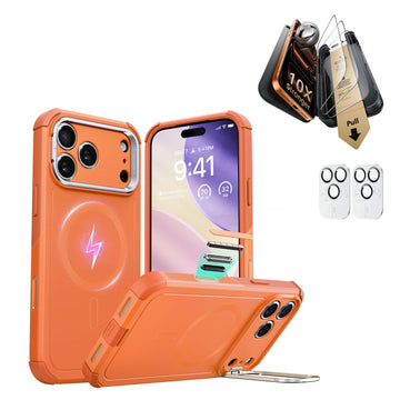 iPhone 17 Pro Cyber Tough Magsafe Case with Corning Glass Screen Ptorctor Orange