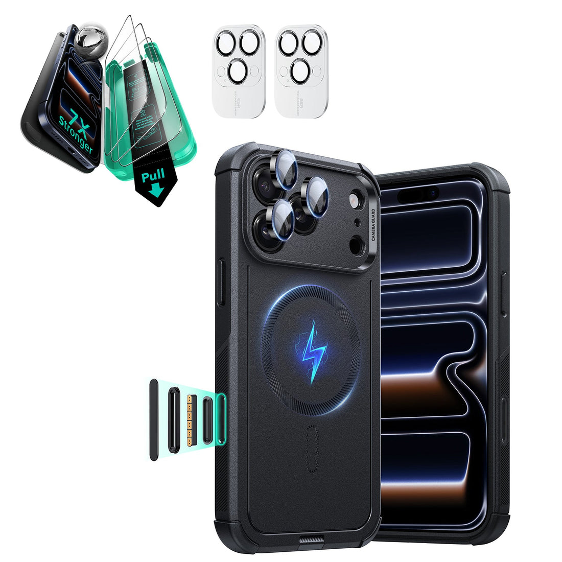 iPhone 17 Pro Cyber Tough Magsafe Case with Screen Protector Black