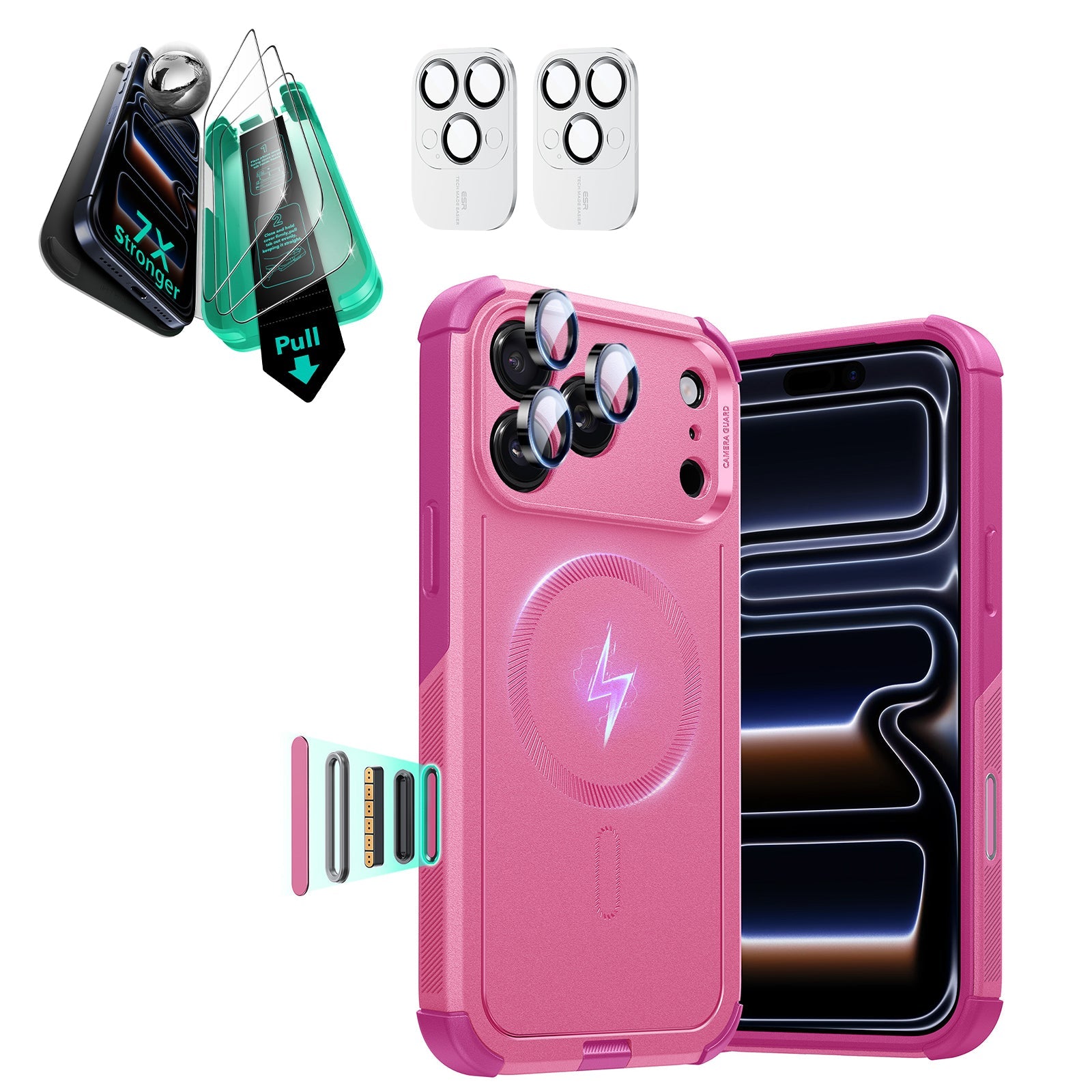 iPhone 17 Pro Cyber Tough Magsafe Case with Screen Protector Pink