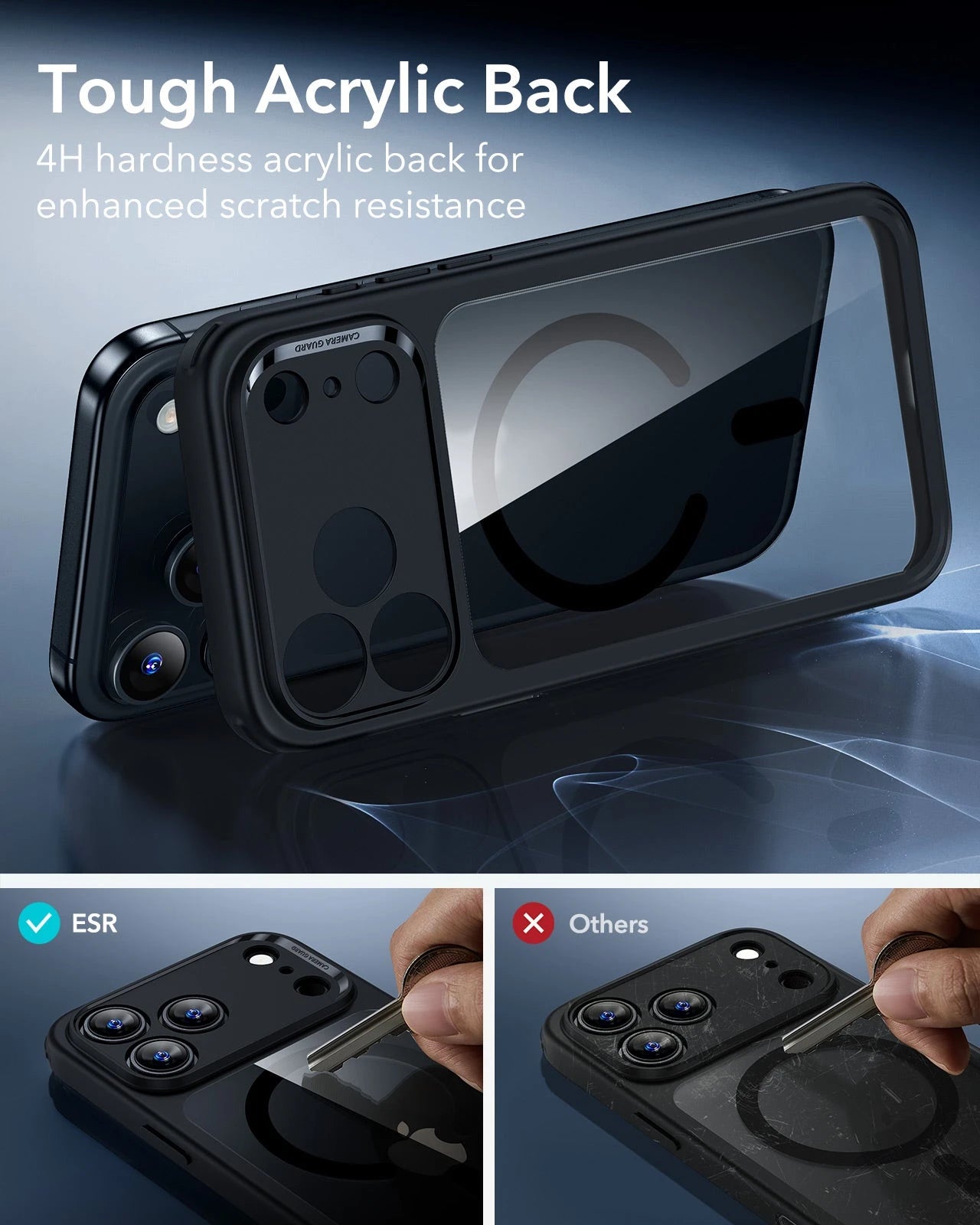 ESR iPhone 17 Pro Magsafe Case with Camera Control Clear Black Tough Acrylic Back