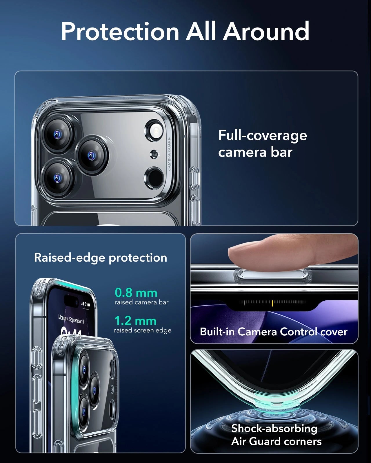 ESR iPhone 17 Pro Magsafe Case with Camera Control Clear Raised Edge Protection