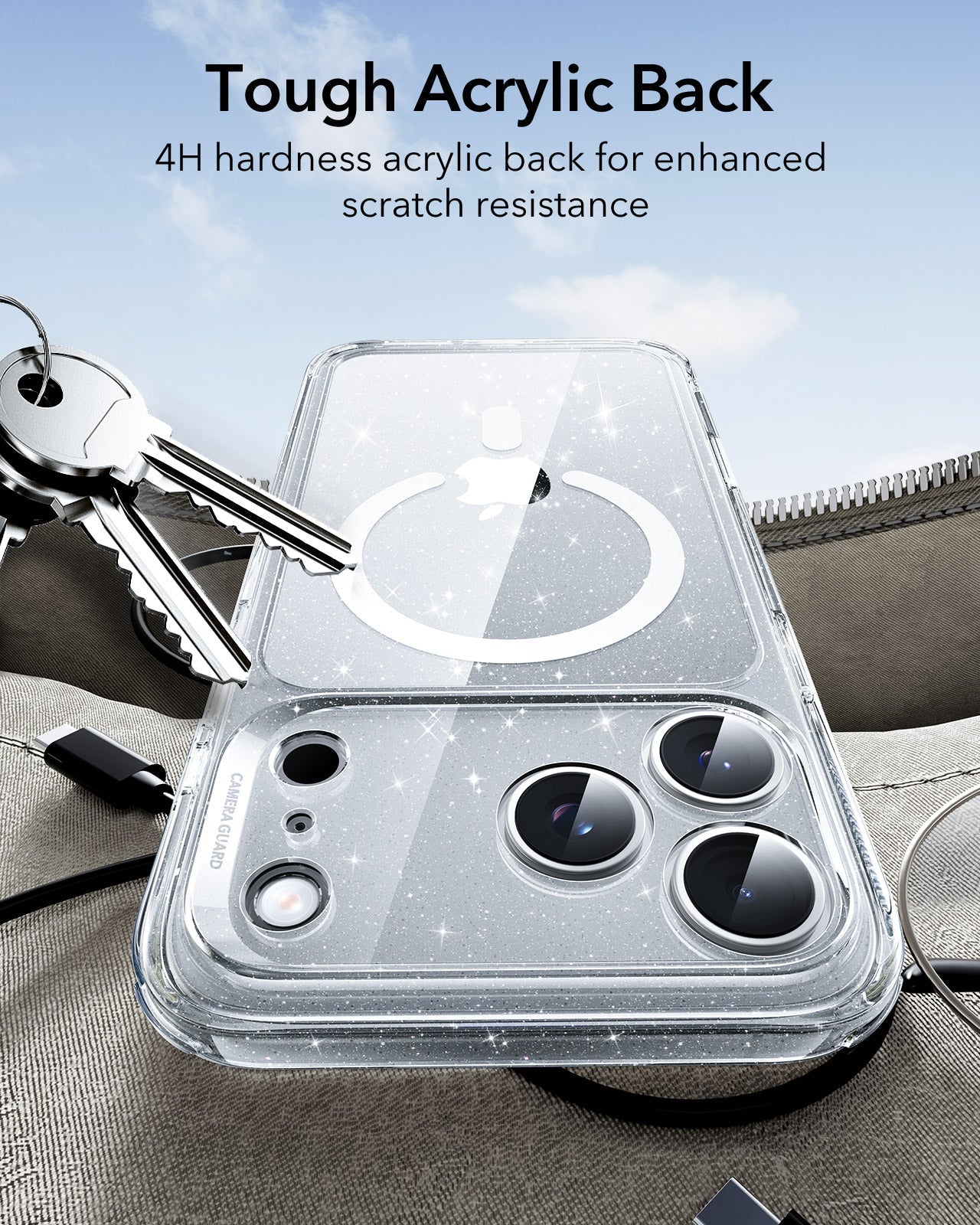 ESR iPhone 17 Pro Magsafe Case with Camera Control Clear Shimmer Tough Acrylic Back