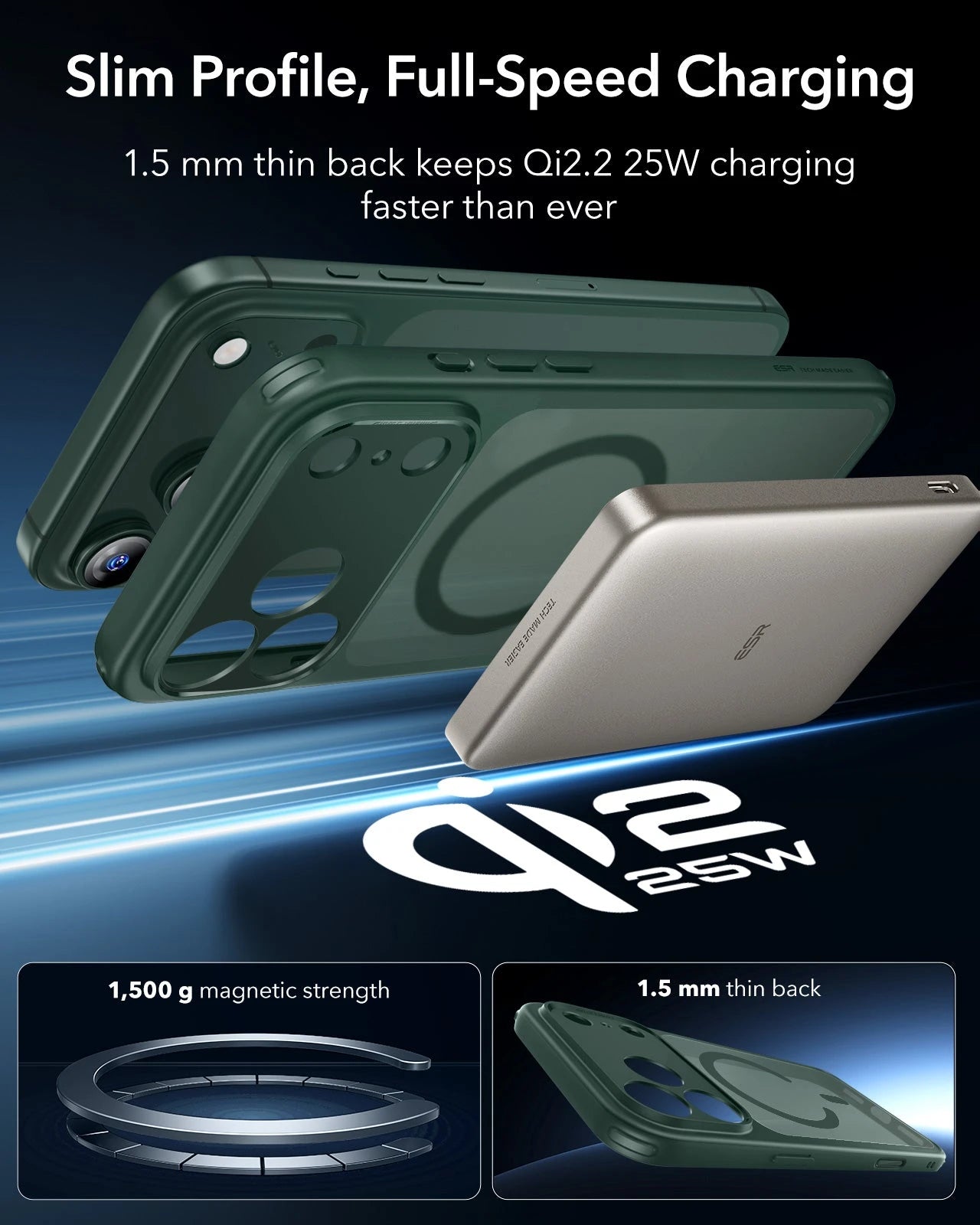 ESR iPhone 17 Pro Magsafe Case with Camera Control Frosted Green  Wireless charging