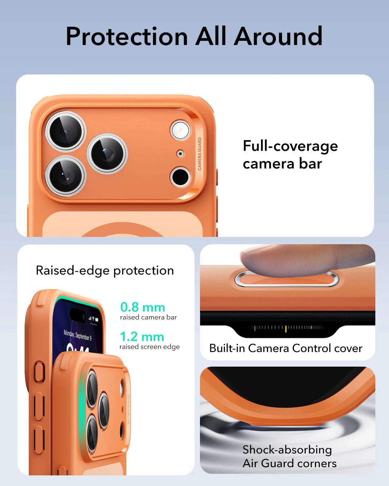 ESR iPhone 17 Pro Magsafe Case with Camera Control Frosted Orange Raised Edge Protection