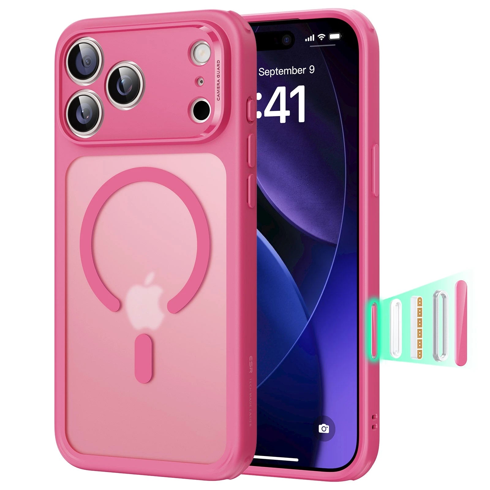 Frosted Pink MagSafe IPhone 17 Pro Case With Camera Control Cover ESR frosted-pink-magsafe-iphone-17-pro-case-with-camera-control-cover-esr