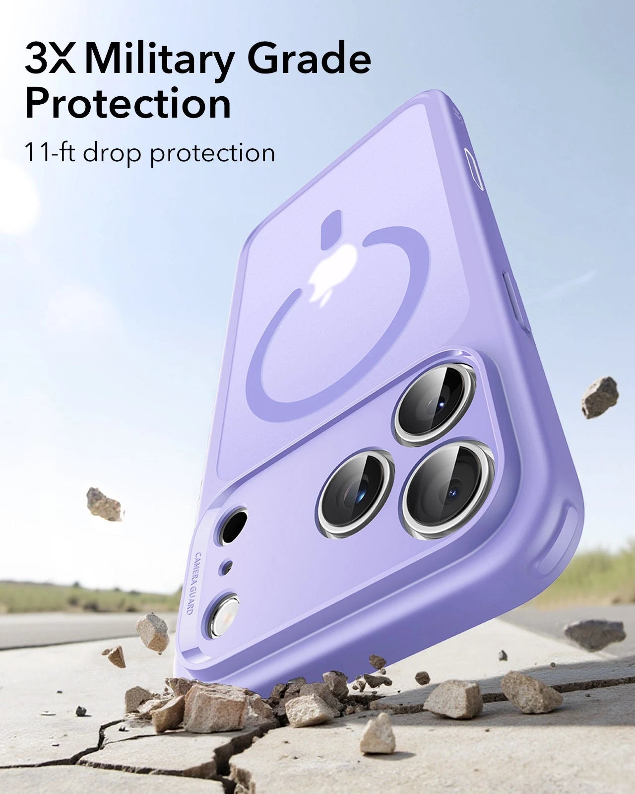ESR iPhone 17 Pro Magsafe Case with Camera Control Frosted Purple 3× Military Grade Protection