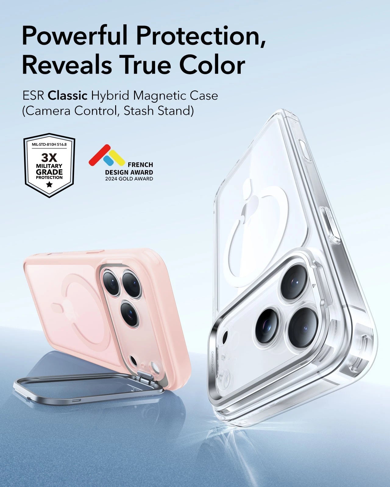 ESR iPhone 17 Pro Magsafe Case with Stand Camera Control Frosted Bubblegum Pink