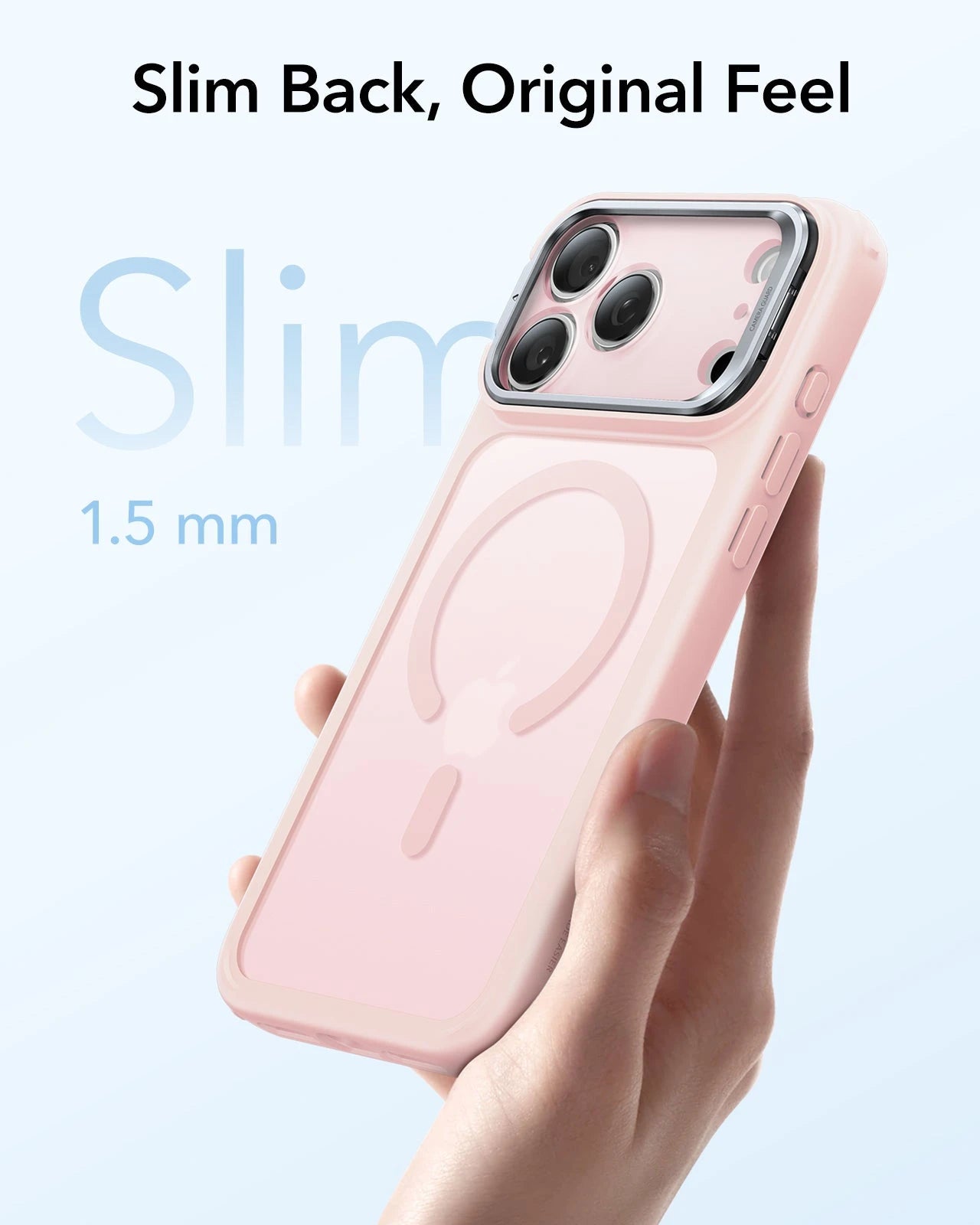 ESR iPhone 17 Pro Magsafe Case with Stand Camera Control Frosted Bubblegum Pink slim back