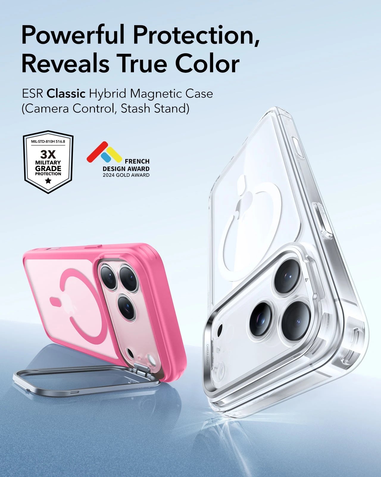 ESR iPhone 17 Pro Magsafe Case with Stand Camera Control Frosted Pink