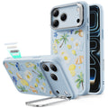 Blue Floral iPhone 17 Pro Magsafe Case with Stand