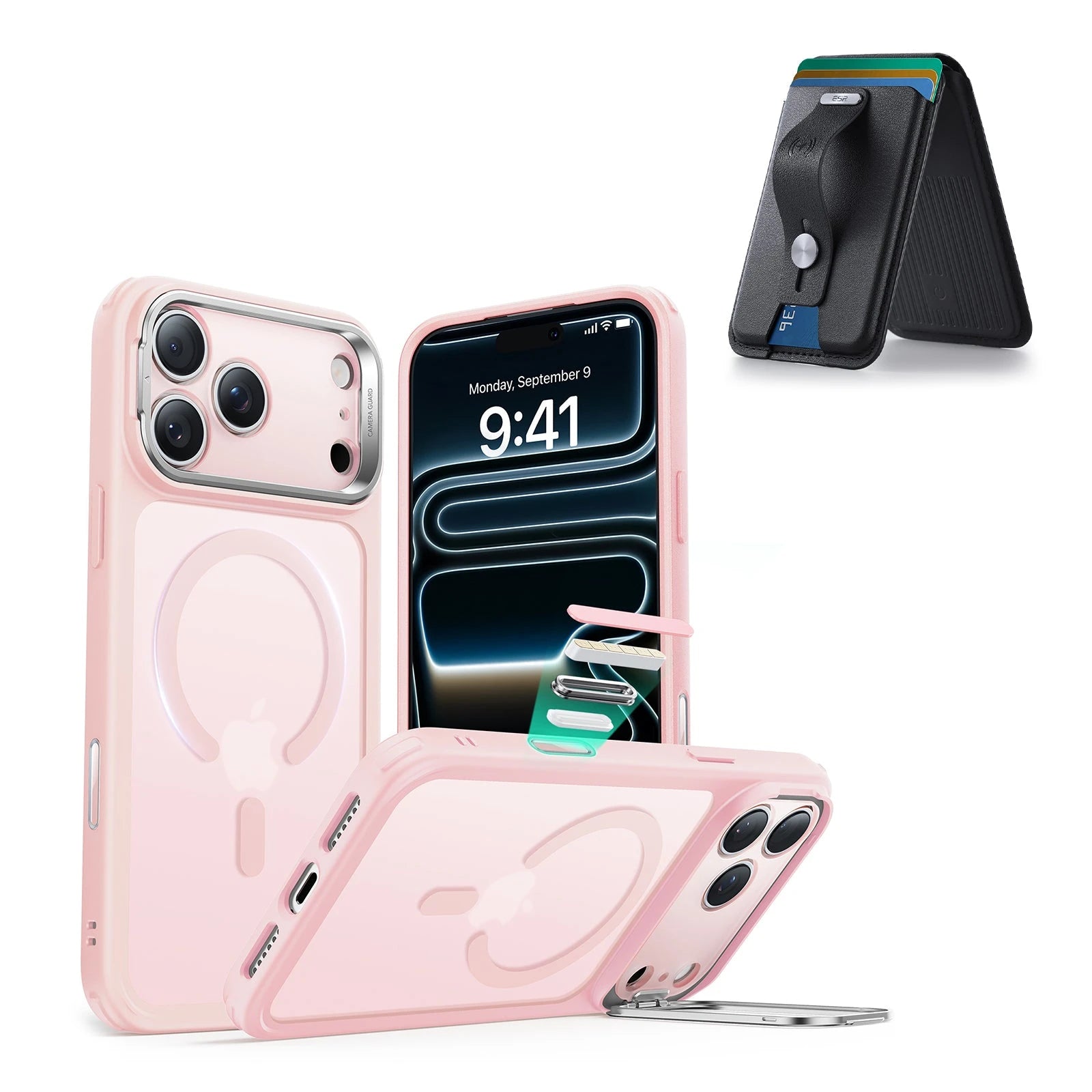 iPhone 17 Pro Classic Hybrid Magsfae Case With Magsafe Wallet  Frosted Bubblegum Pink