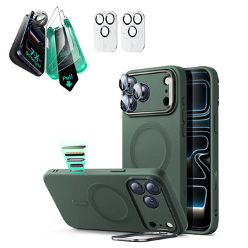 iPhone 17 Pro Cloud Soft Magnetic Case (Camera Control, Stash Stand) Armorite Protection Bundle - Olive Green ESR ESR