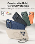 iPhone 17 Pro Cloud Soft Silicone Magsfae Case with Stand Light Tan Comfortable Hold Powerful Protection
