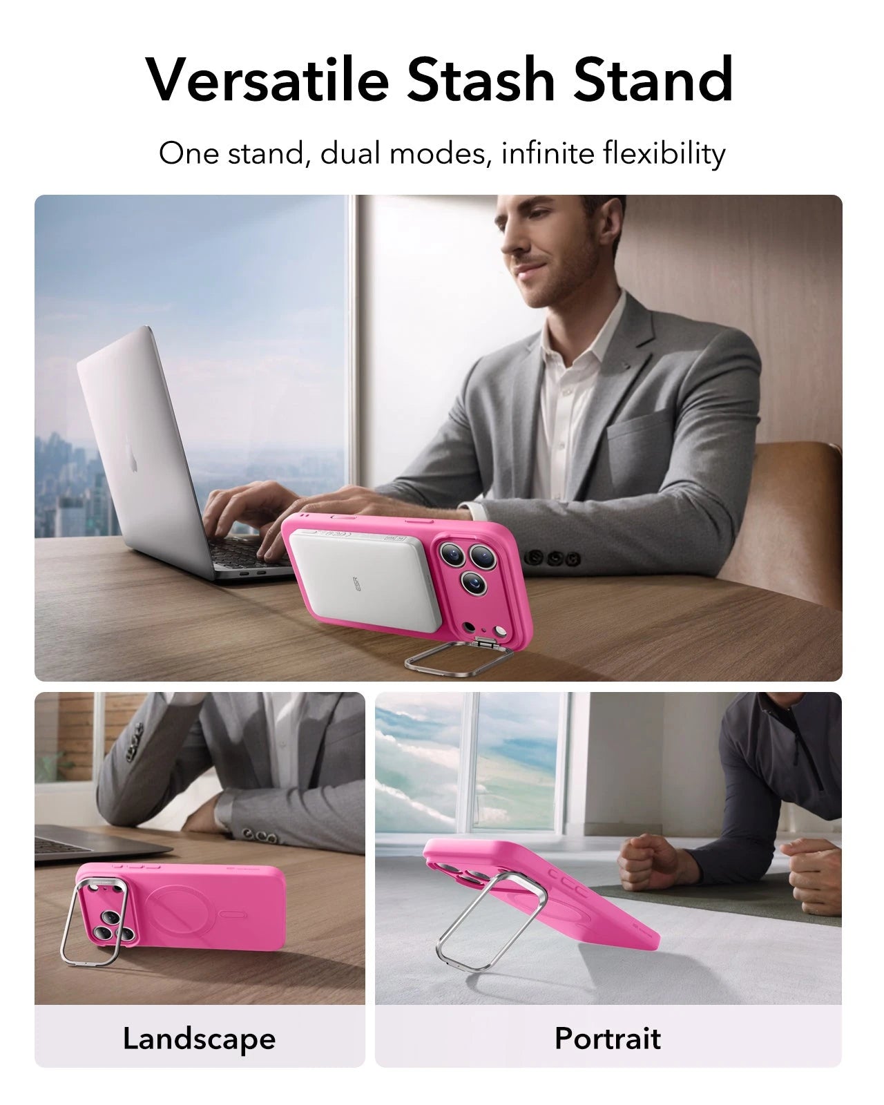 iPhone 17 Pro Cloud Soft Magnetic Case (Camera Control, Stash Stand) - Rosy Pink ESR ESR