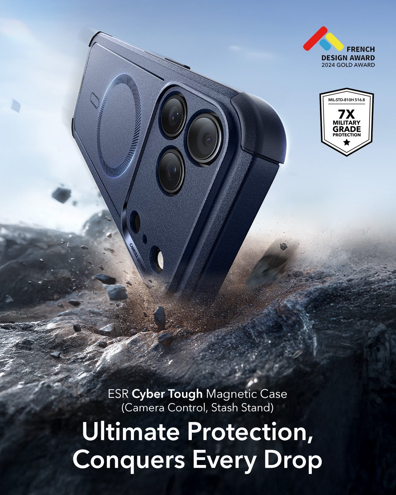 ESR iPhone 17 Pro Cyber Tough Magsafe Case with Camera Control Blue 