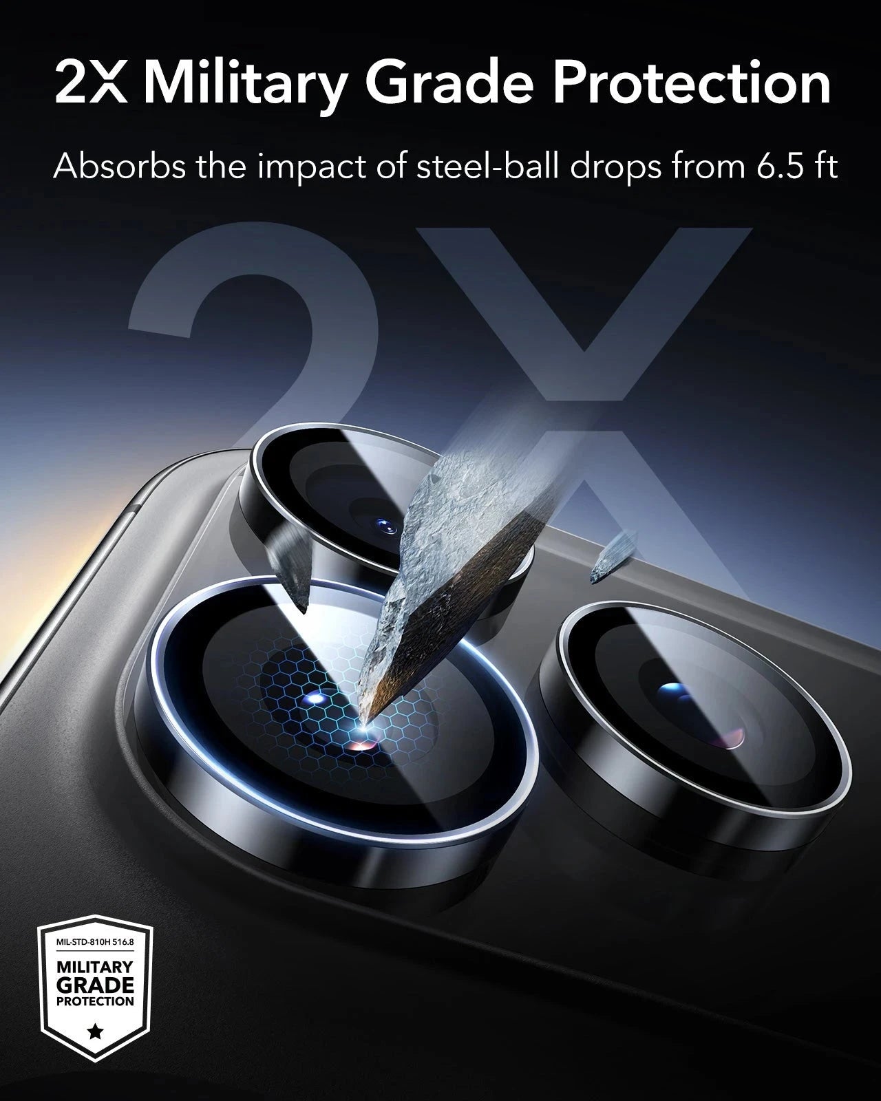 ESR iPhone 17 Pro Max Armorite Camera Lens Protector Black military grade protection