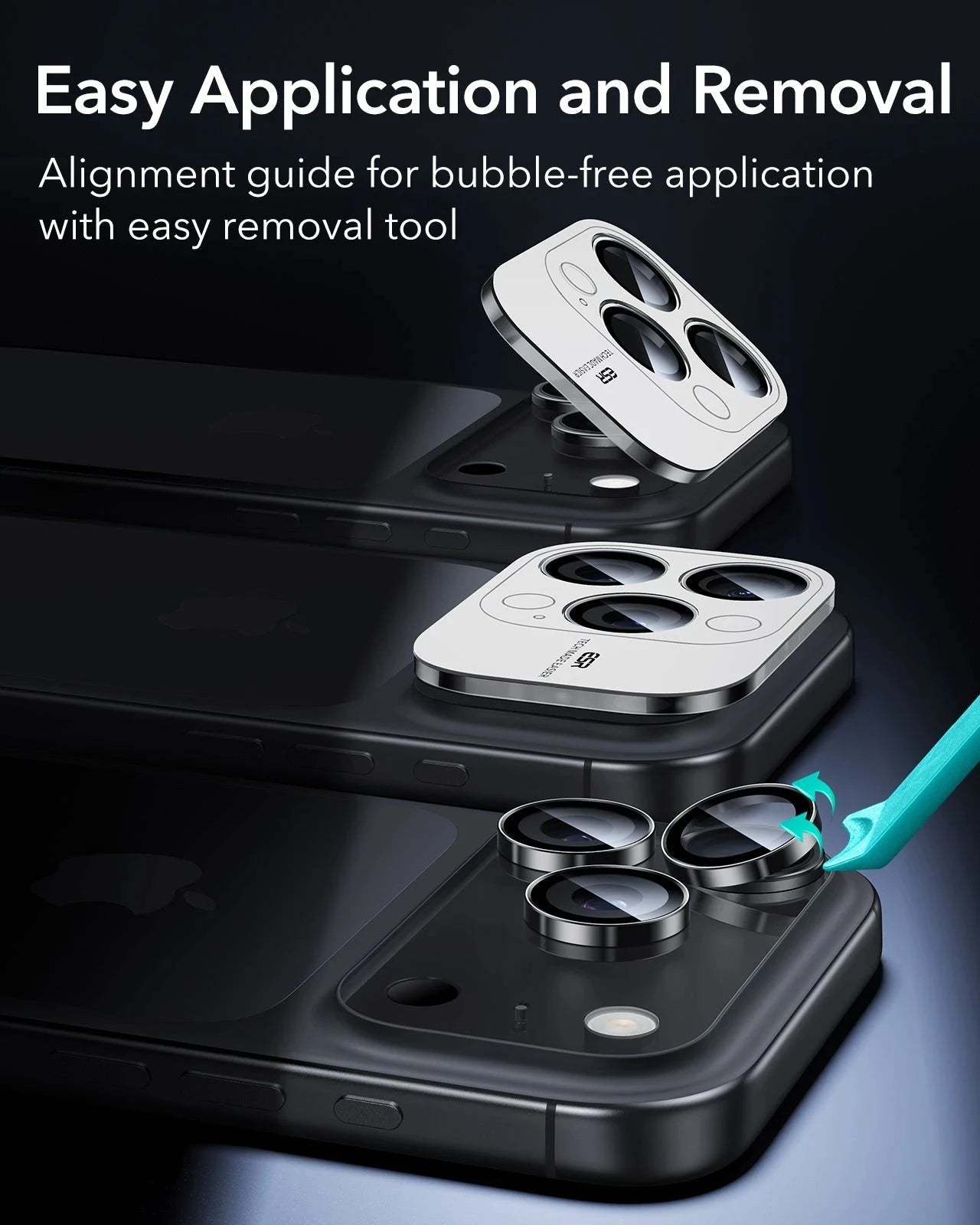 ESR iPhone 17 Pro Max Armorite Camera Lens Protector Black easy application
