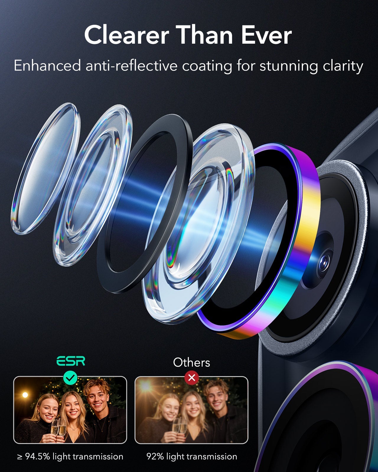 ESR iPhone 17 Pro Max Armorite Camera Lens Protector Chromatic clearer