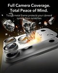 ESR iPhone 17 Pro Max Corning Glass Camera Lens Protector Silver Tough metal frame protects your camera system from scratches
